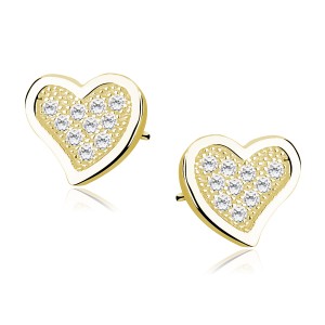 Cercei argint placati cu aur galben inima cu pietre DiAmanti Z1063E_G-DIA (Argint 925‰ 1,3 g.)